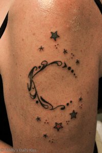 Moon and stars tattoo