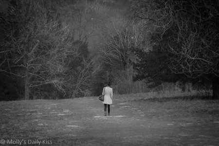 A woman walking alone for lonely