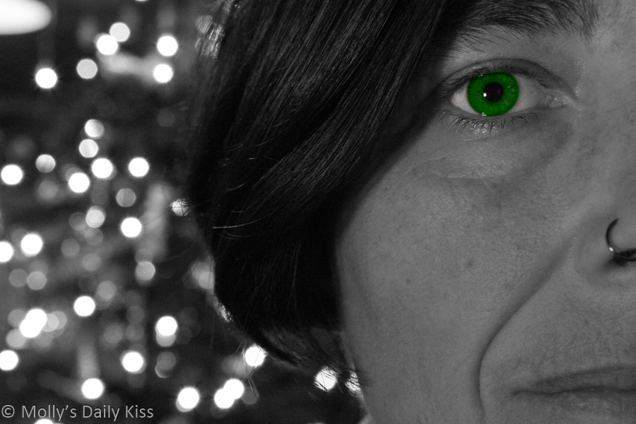 Molly with one green eye for fuck